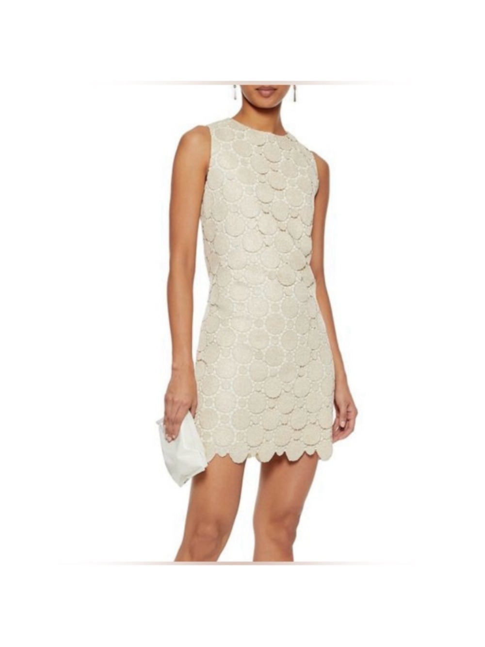Alice + Olivia Cream Scalloped Lace Shift Dress